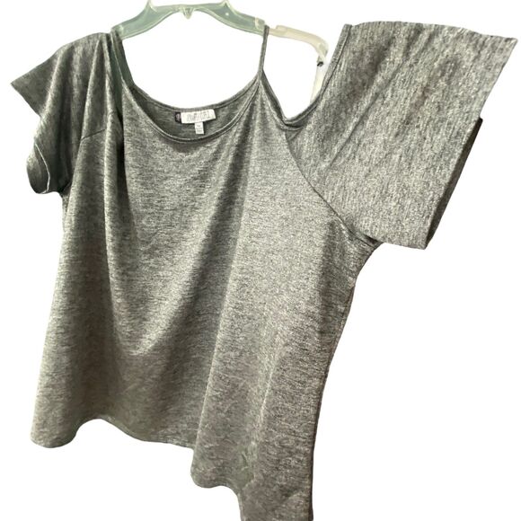 JLO Jennifer Lopez Women Off Shoulder Top Shirt Blouse Silver Gray Plus 3X - Picture 3 of 9